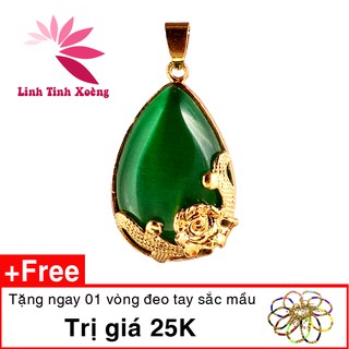 Mặt dây chuyền nữ phong thủy giọt nước xanh ngọc bích MK216 tặng 1 vòng tay handmade 25k