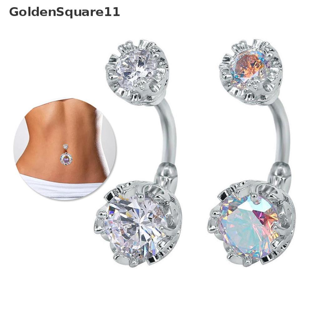 [Goldsquare11] Khuyên Rốn Dạng Thanh Tạ Đính Pha Lê