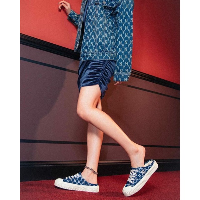 Giày sục MLB mule monogram denim chính hãng