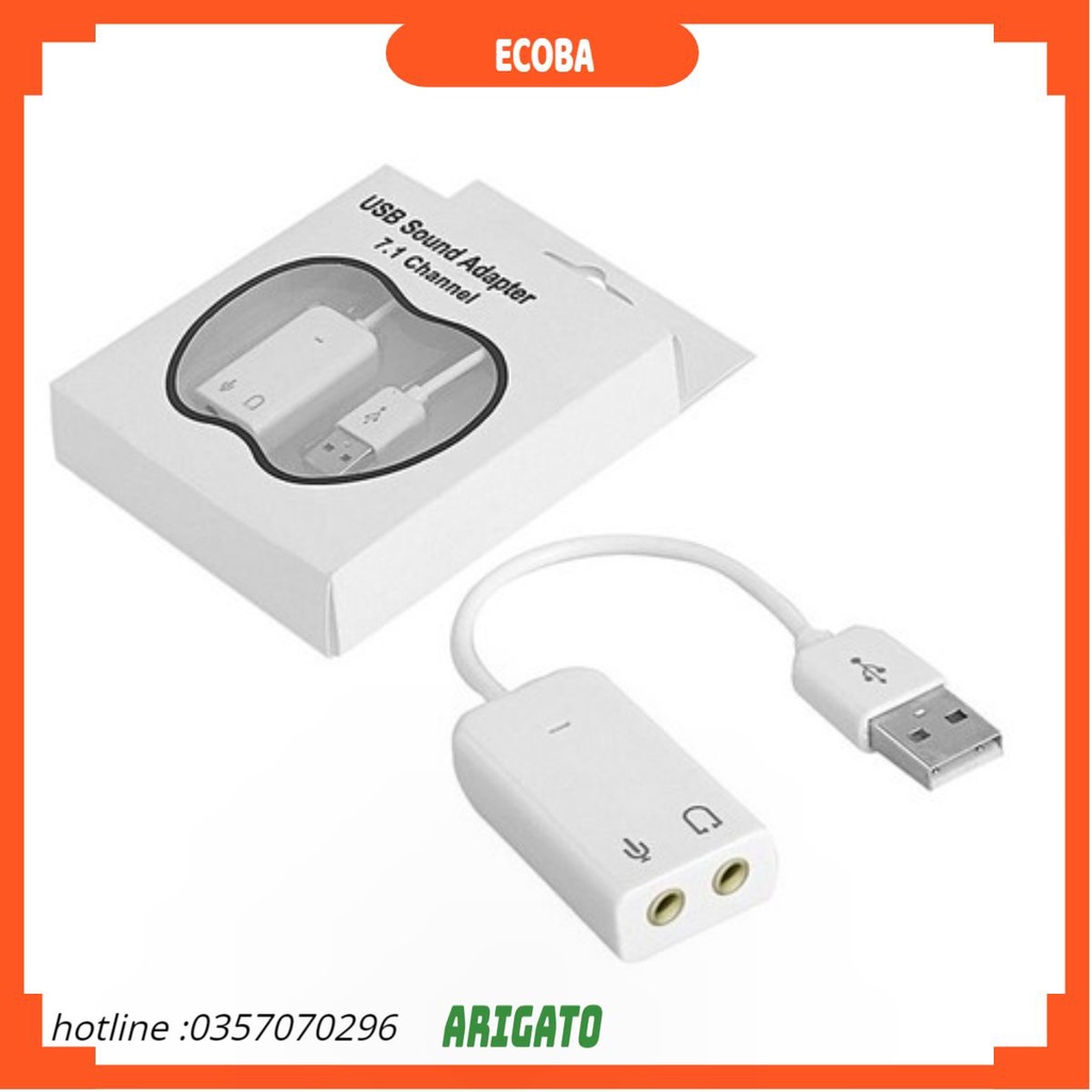 Usb sound dây 3d 7.1 trắng sound 5H tiện lợi chuyển đổi từ USB sang âm thanh ECOBA