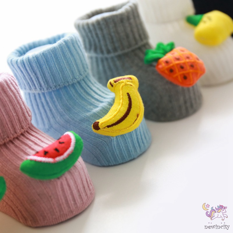 Tất cotton đính trái cây xinh xắn cho bé