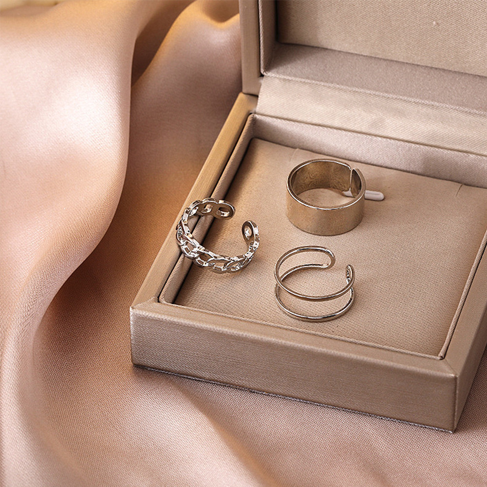 Set 3 nhẫn kim loại phong cách cổ điển thời trang dành cho nữ