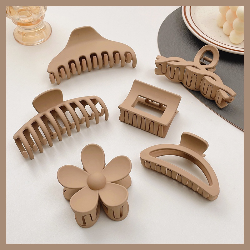 Kẹp Tóc Màu Nâu Bằng Nhựa Acrylic Phong Cách Hàn Quốc Dành Cho Nữ