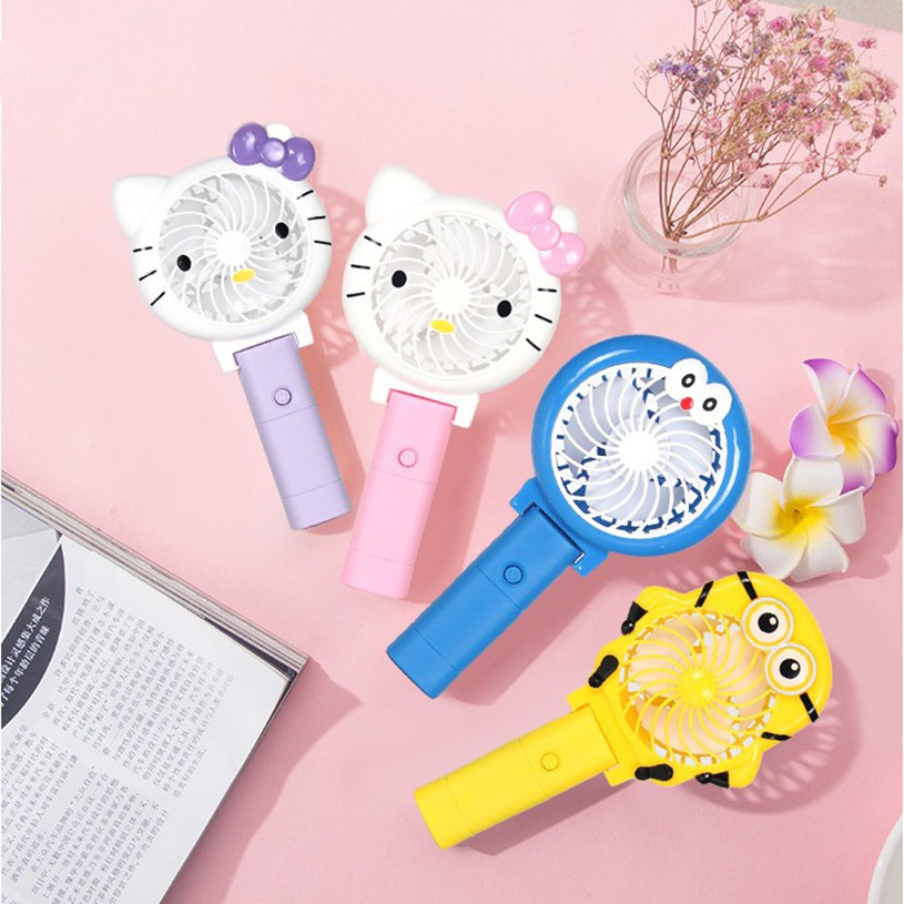 Quạt Mini Cầm Tay Hình Thú, Gió Mát, Có Cán Gập - XS Store