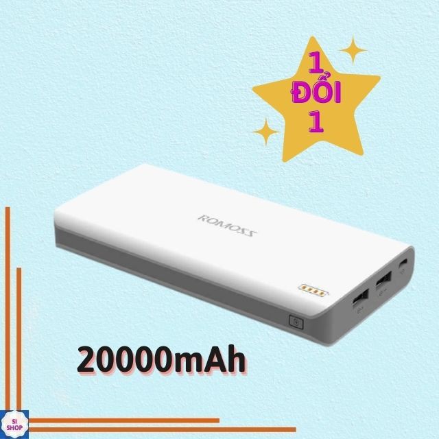 Pin Sạc Dự Phòng 20.000mAh ROMOSS SENSE 6 Trắng, Chất Lượng, Chính Hãng