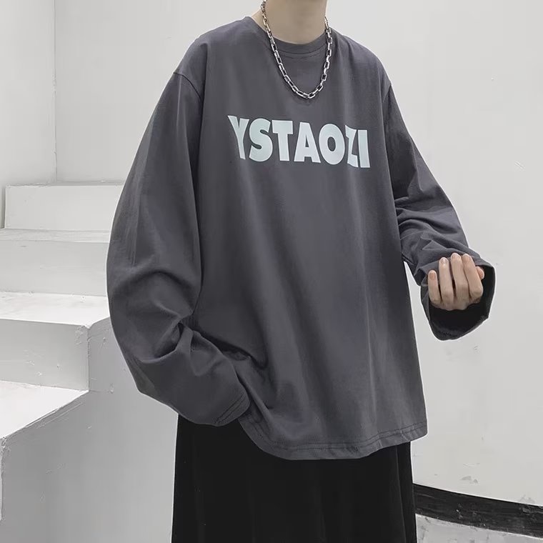 Áo Thun Tay Dài Cổ Tròn In Chữ Thoải Mái Thời Trang unisex size M-5XL