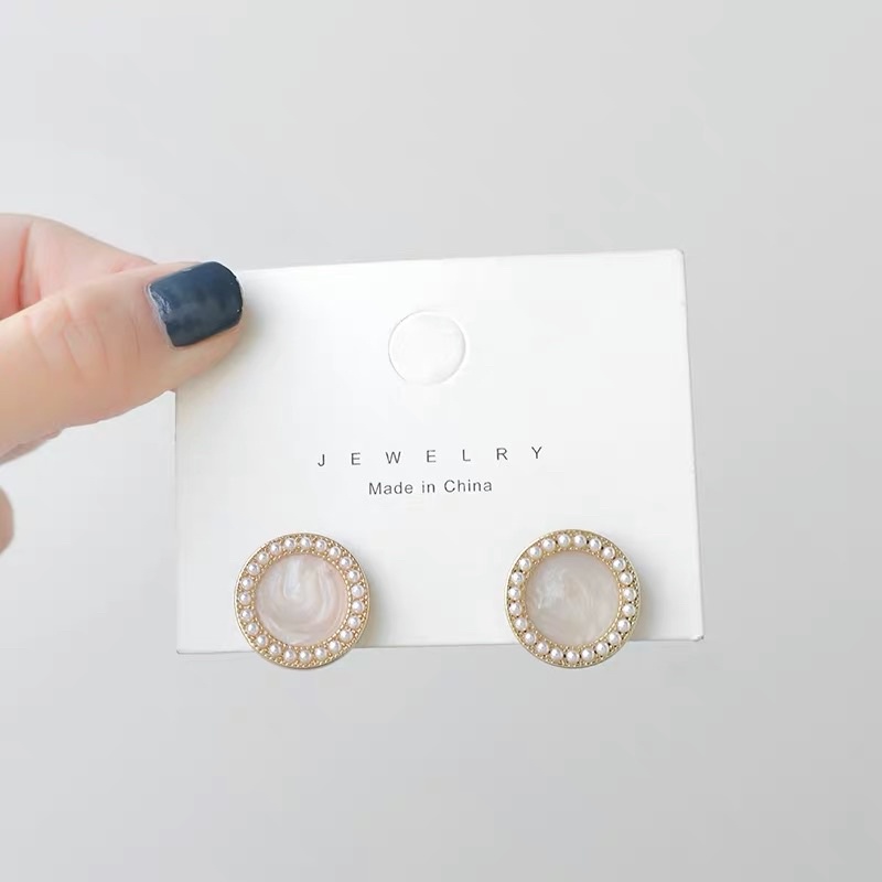 Hoa tai đính hạt dạng tròn nữ tính - Maben