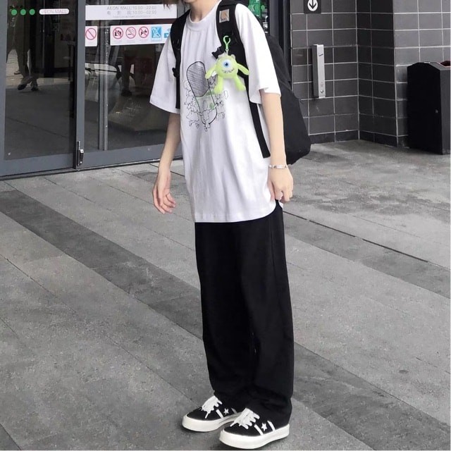 Quần ống rộng nam Baggy vải Hàn cao cấp màu đen, ghi co giãn thời trang ( kèm xích) | BigBuy360 - bigbuy360.vn