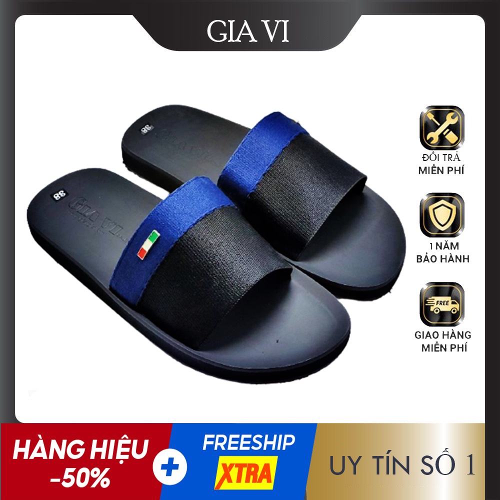Dép Quai Ngang Bản Dù Nam Kẻ Đen Xanh GIA VI - DN13