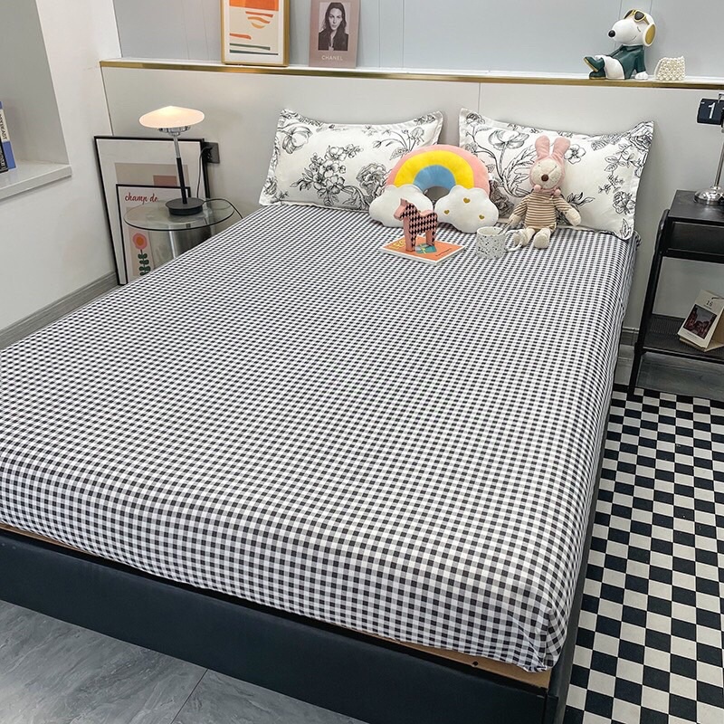 Bộ chăn ga kèm vỏ gối cotton poly, Bộ ga gối 4 món poly bo chun hoặc phủ