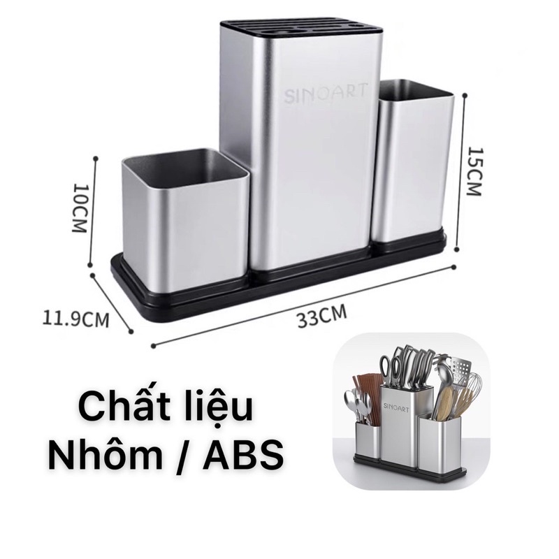 Kệ dao đũa thìa thớt 3 ngăn SINOART MẪU MỚI