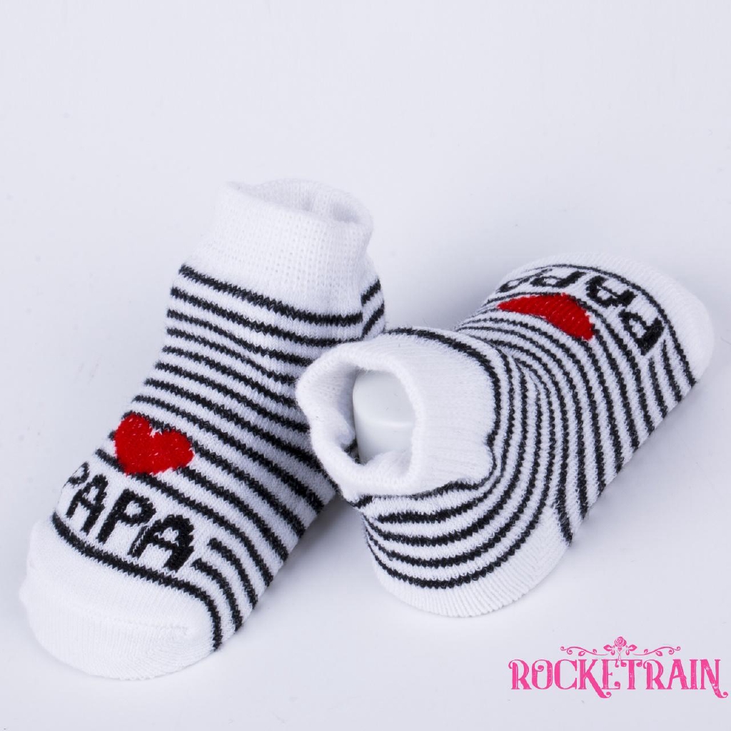 Vớ cotton in chữ I LOVE MAMA / PAPA cho em bé 0-6 tháng tuổi