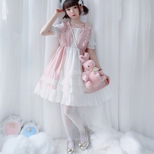 [có sẵn] Đầm / Váy Lolita OP hồng baby