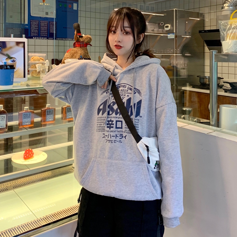 Áo Hoodie phong cách Harajuku thời trang mùa đông dành cho nữ