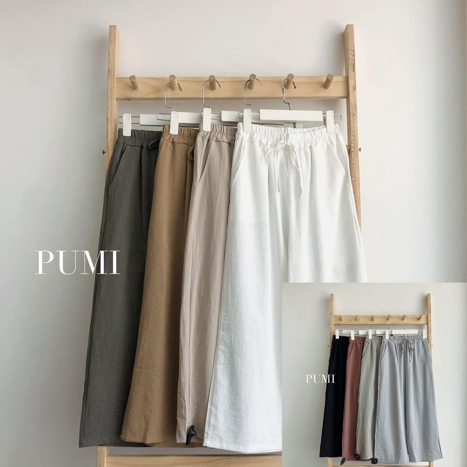 Quần nữ lưng thun ống rộng nhiều màu from lửng freesize Pumi