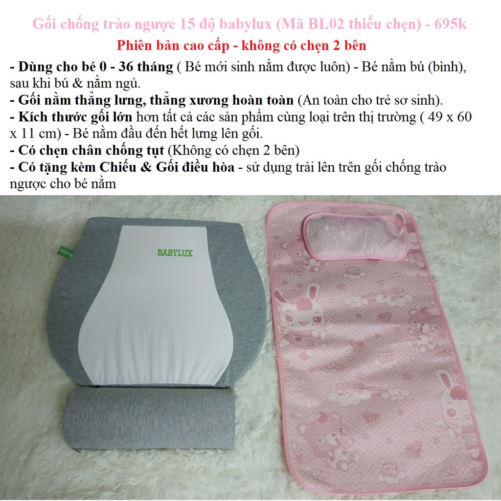 GỐI CHỐNG TRÀO NGƯỢC 15 ĐỘ BABYLUX  - PHIÊN BẢN CAO CẤP - 03 loại