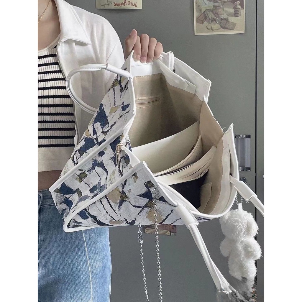 CEEKAY Chính Hãng Cỡ Lớn Họa Tiết Tranh Sơn Dầu Cao Cấp Mùa Hè Một Túi Tote Đeo Một Bên Vai Cho Nữ