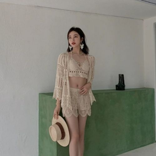 Bikini đồ bơi nữ 2 mảnh kèm áo choàng len móc kín đáo cao cấp đi biển LYAN BIKINI B22