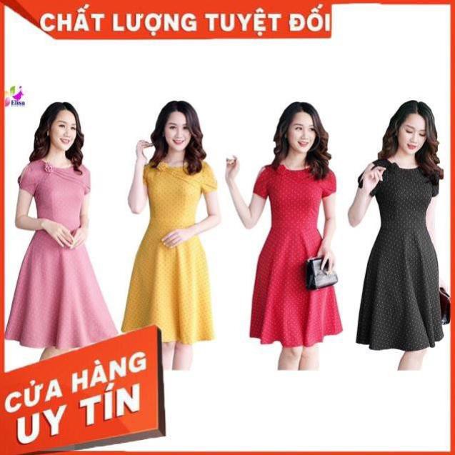 Kho sỉ Bán buôn Đầm xoè chấm bi hoa mí cổ DVCC86 ❤️FREE SHIP❤️  giá rẻ ❤️FREE SHIP❤️ hàng đẹp