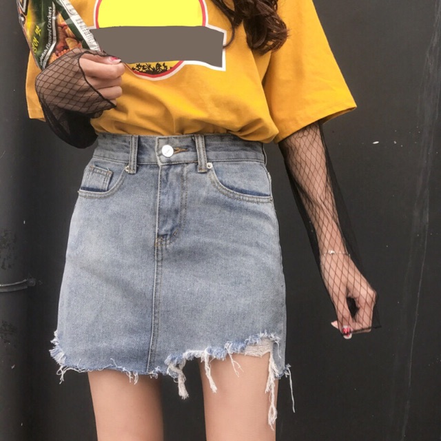 Chân váy jean nữ chữ a Emilyshop