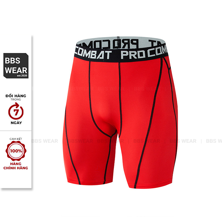 Quần Legging thể thao nam PRO COMBAT Dáng ngắn - Quần giữ nhiệt nam dạng đùi BBS WEAR chuyên GYM Bóng Rổ Đá Banh QL01