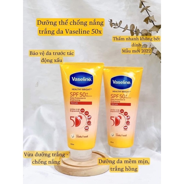 01 Tuýp Sữa Dưỡng Ẩm Vaseline HEALTHY BRIGHT SPF 50+ 320ml Thái Lan