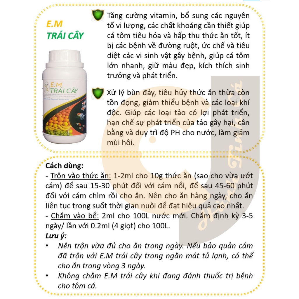 MINI SET 55ML VI SINH EM TRÁI CÂY và EM TỎI dành cho hồ THỦY SINH CÁ TÉP TÔM...