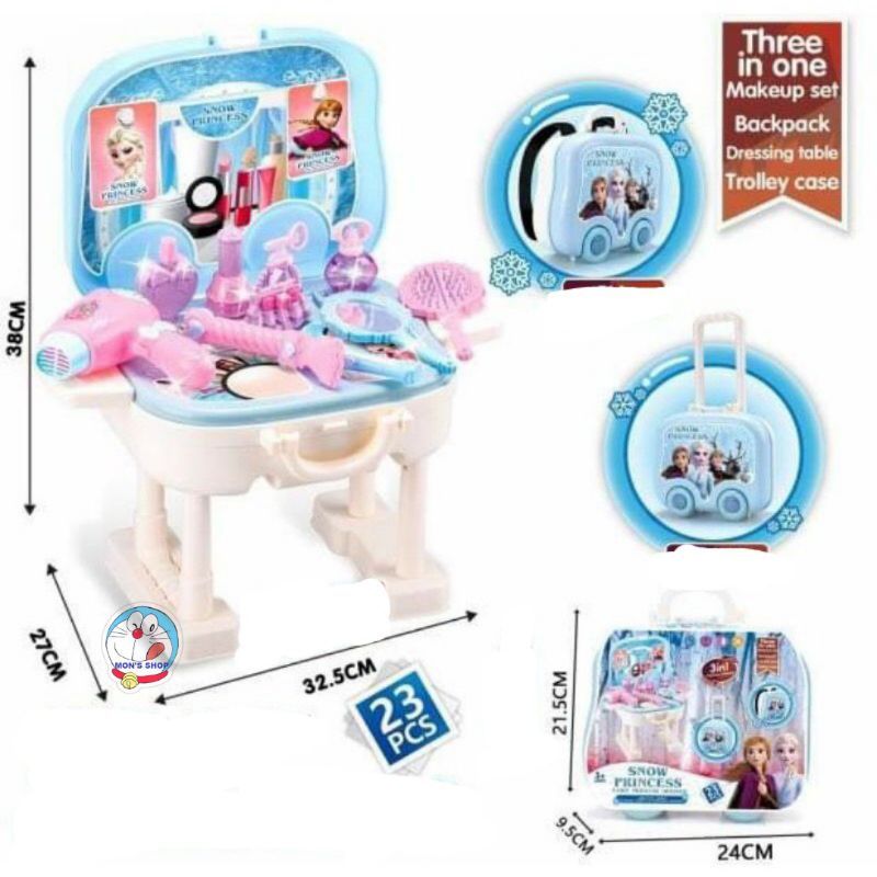 Đồ chơi 3 in 1 va ly trang điểm Elsa  23 PCs, dạng va ly kéo, ba lô