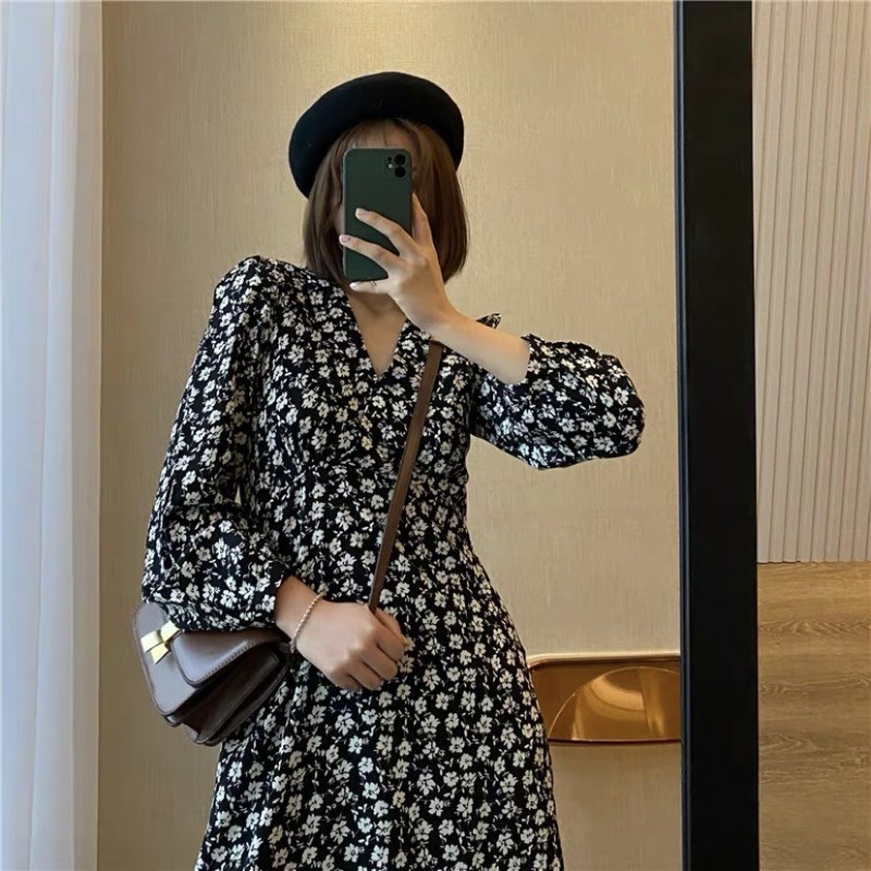 váy hoa nhí vintage chéo cổ dáng dài Ulzzang style 🌸 VKE 9171 Hàng Quảng Châu | BigBuy360 - bigbuy360.vn