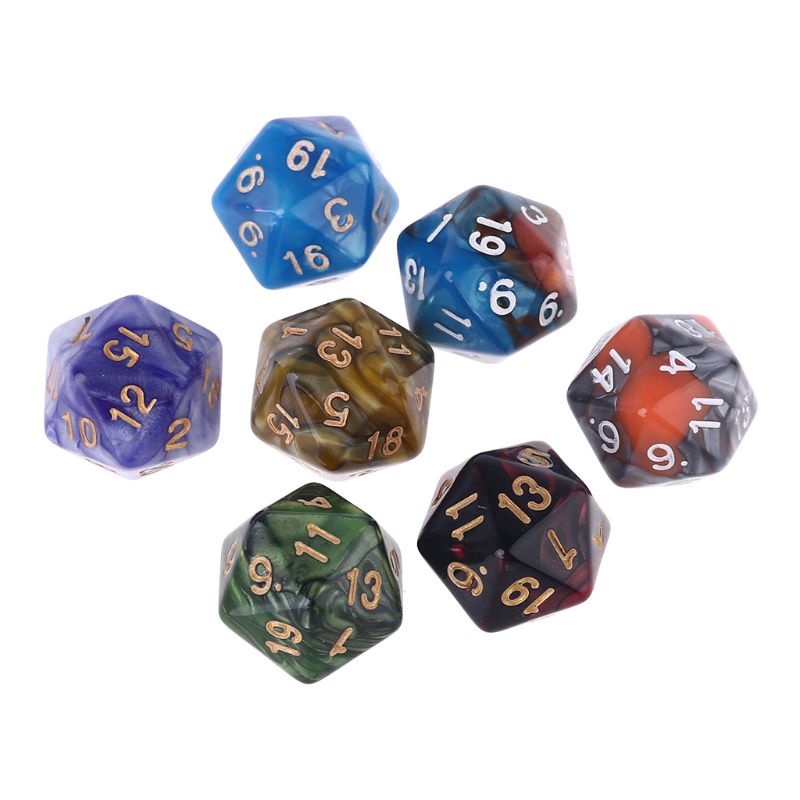 Bộ 7 Xúc Xắc Mặt Số D20 Polyhedral Muti Dùng Để Chơi Game Trong Các Bữa Tiệc