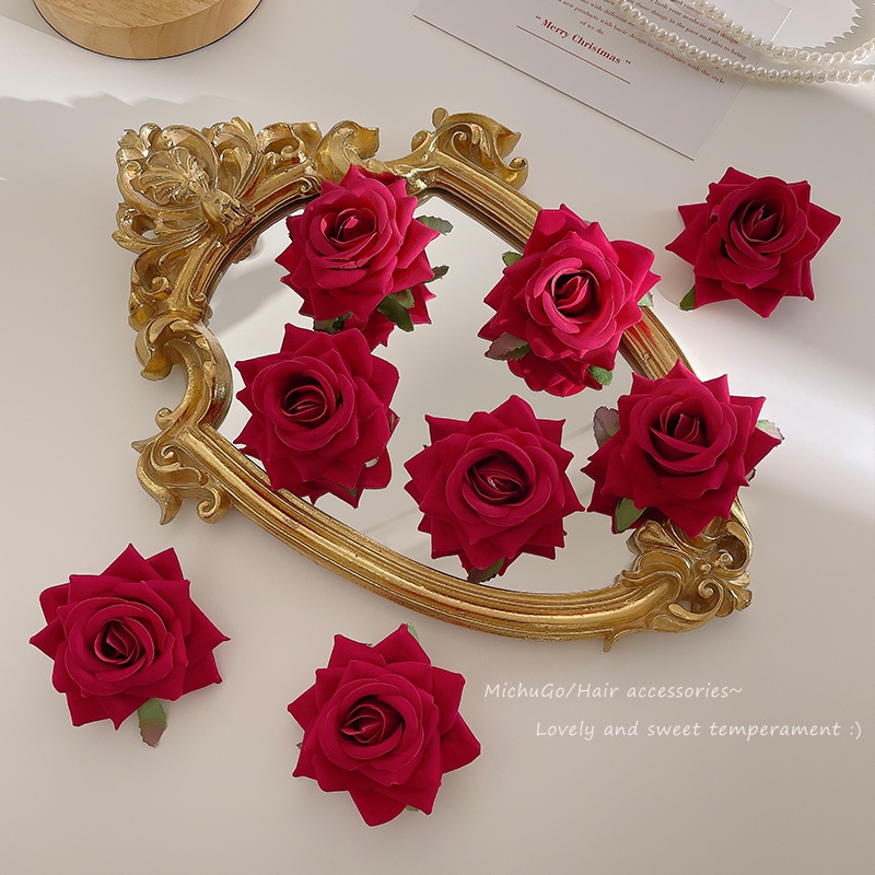 Kẹp Tóc Hoa Hồng Đỏ Cho Nữ