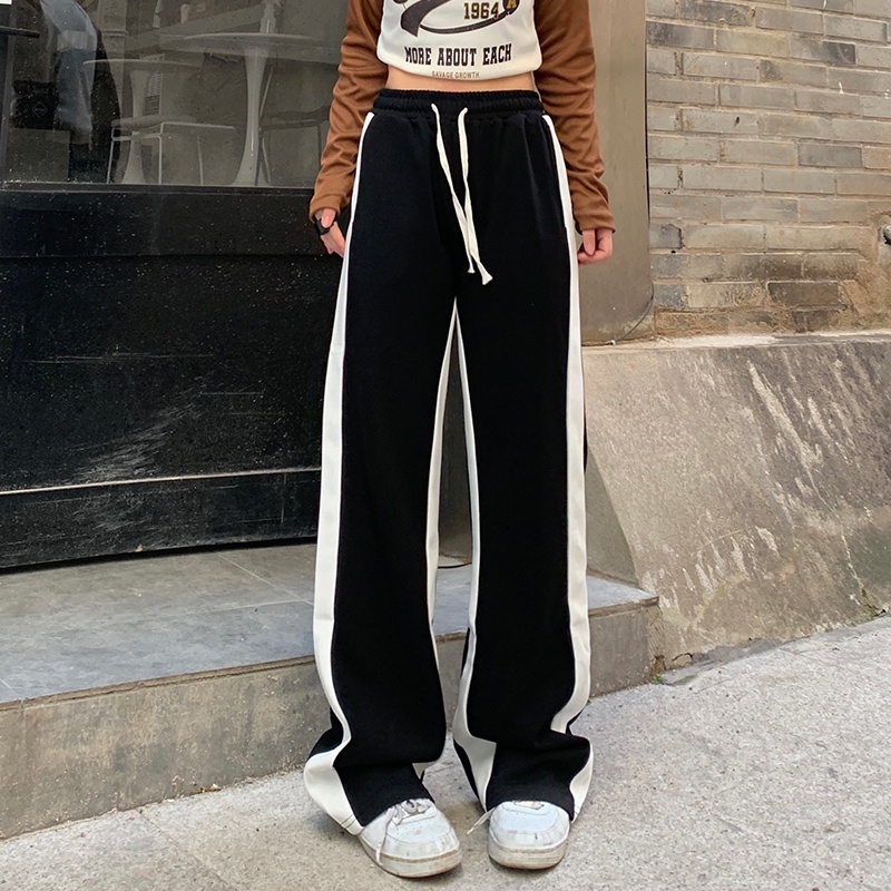 Quần thể thao nữ NRVP ống rộng phong cách thời trang đường phố Hàn Quốc mới