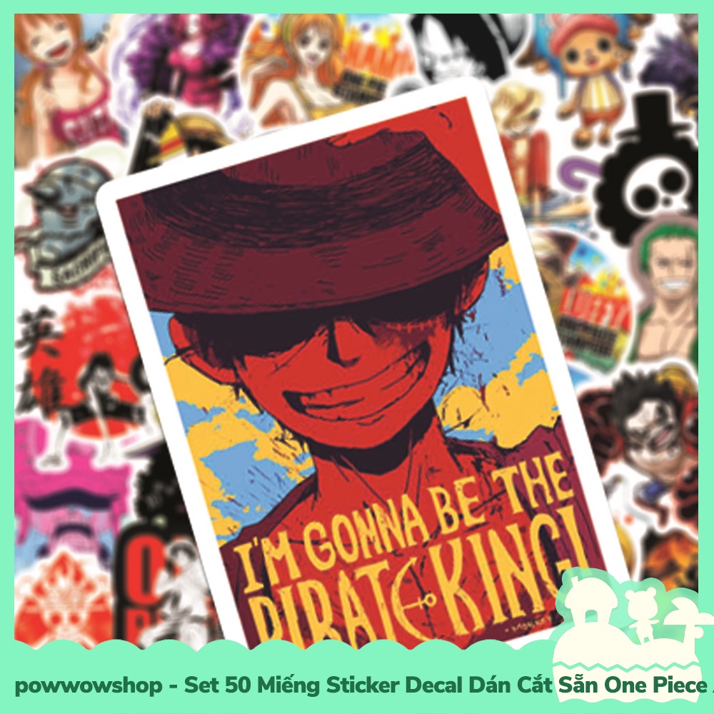 [Sẵn VN - Hỏa Tốc] Set 50 Miếng Sticker Decal Cắt Sẵn DIY Dán Trang Trí Vật Dụng Mẫu One Piece Anime Manga Fired
