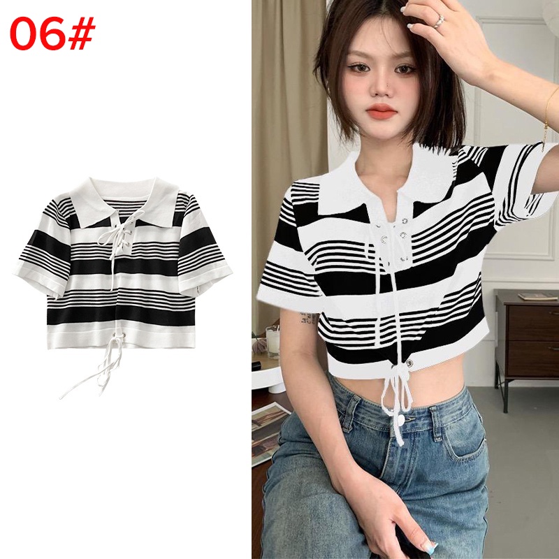 Porozi Áo croptop vải thun ngắn tay thời trang Hàn Quốc dành cho nữ