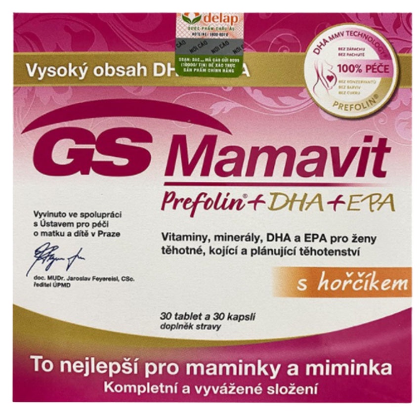 GS Mamavit Prefolin + DHA + EPA hộp 60 viên , bổ sung vitamin cho bà bầu , Gia Hân