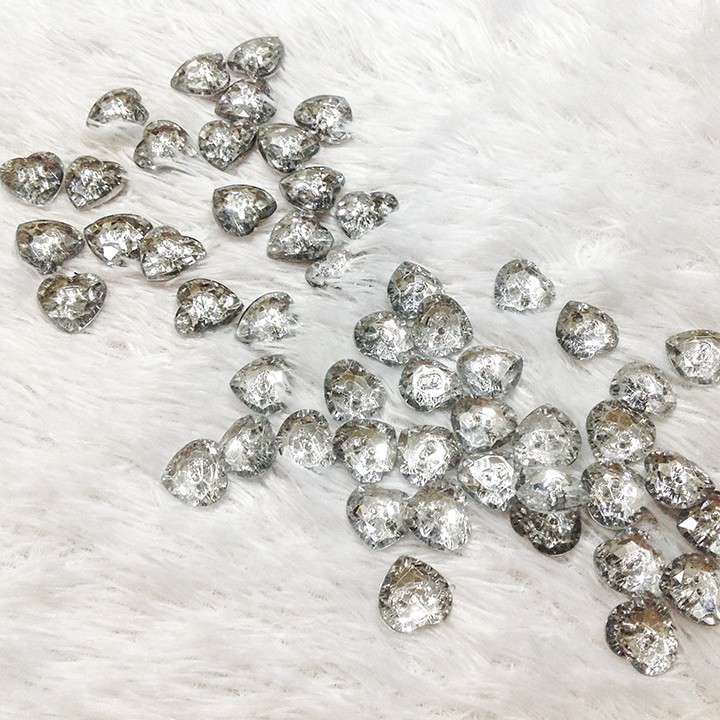 Cúc áo trái tim nút khuy ánh bạc pha lê size 1.5CM lấp lánh siêu đẹp