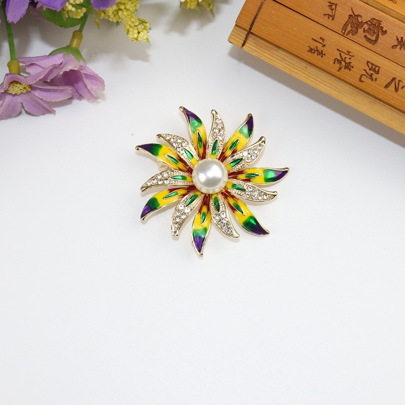 Ghim cài áo hình hoa hướng dương đính đá thời trang cho nữ