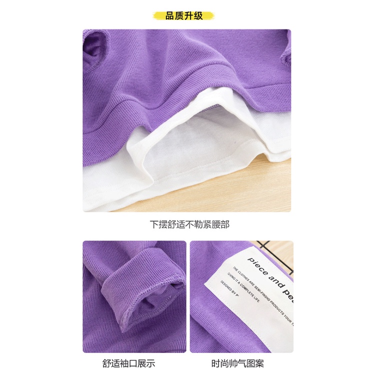 Bộ Áo Sweater Tay Dài Giả Hai Mảnh + Quần Dài Dáng Rộng Thời Trang Xuân Thu Phong Cách Hàn Quốc Cho Bé 100-170cm