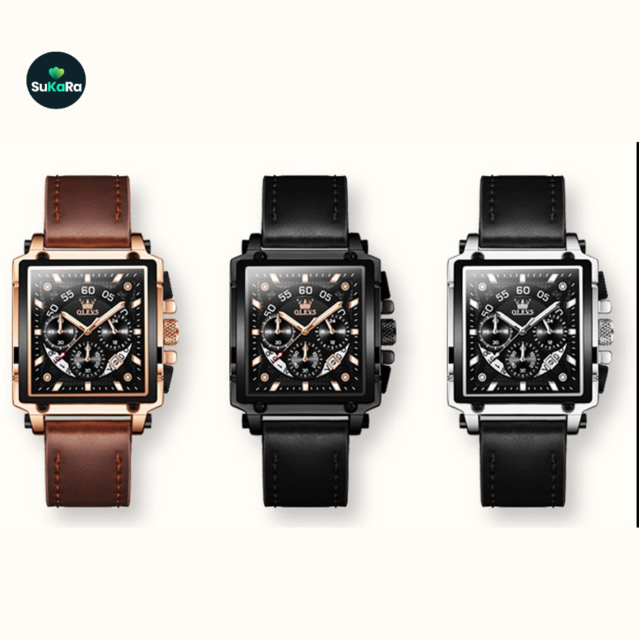 Đồng hồ nam mặt vuông Olevs hiện đại trẻ trung chống nước tốt, nhiều màu hiện đại hợp thời trang