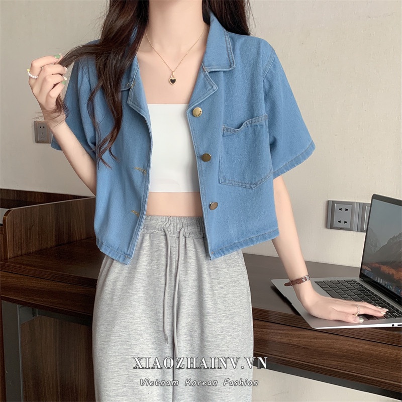 Áo Sơ Mi denim Thời Trang Mùa Hè Hàn Quốc Dành Cho Nữ