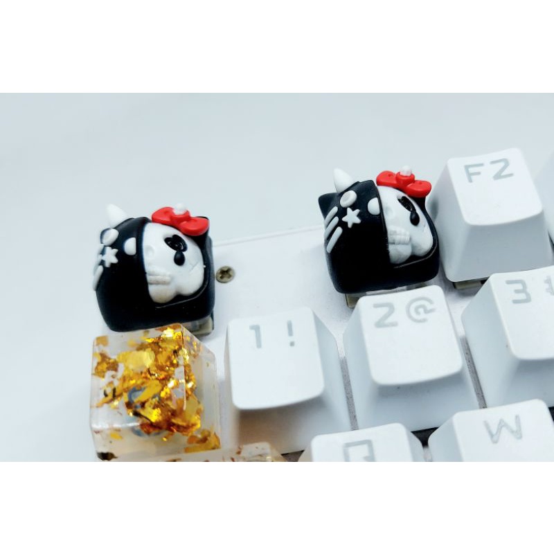 Keycap resin Kitty Evil clone tone đen trang trí bàn phím cơ gaming