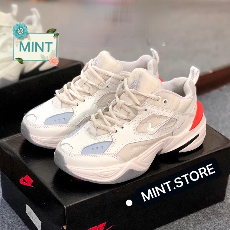 Giày Sneaker trắng kem gót phối cam