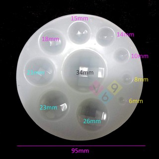 Khuôn silicone đổ resin làm trang sức mặt ngọc tròn các kích thước