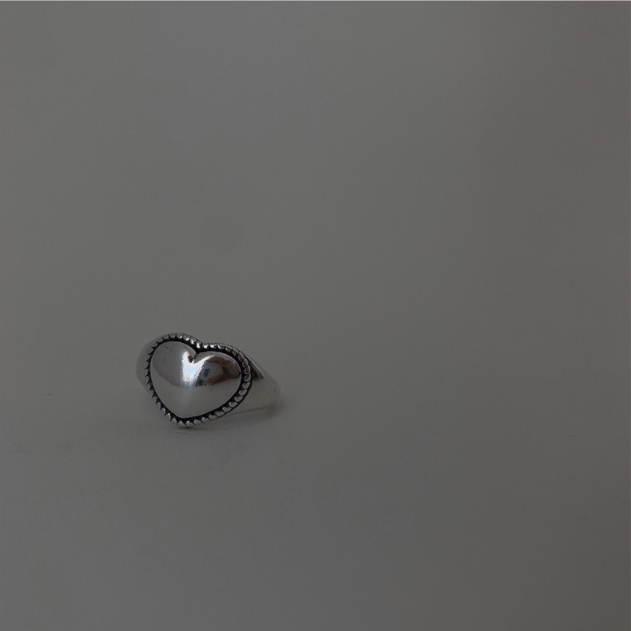 IF ME Bộ Nhẫn Bạc Dạng Mở Hình Trái Tim Thiết Kế Gợn Sóng Thời Trang Cho Nữ