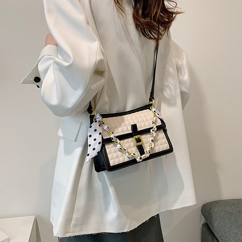 IELGY Túi Đeo Vai Hình Vuông Cỡ Nhỏ Vải Lụa Phối Dây Xích Thời Trang Cho Nữ
