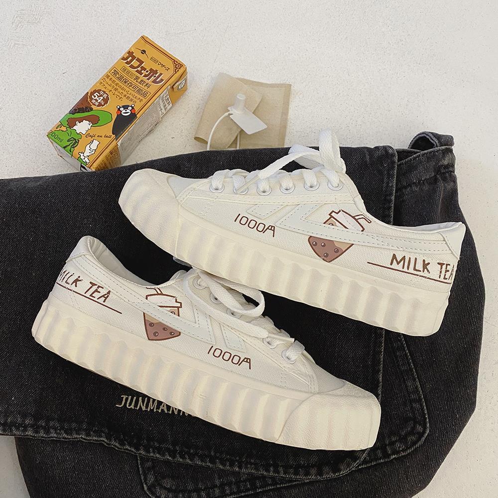 Giày bata bằng vải Canvas họa tiết graffiti hợp thời trang cho nữ | BigBuy360 - bigbuy360.vn