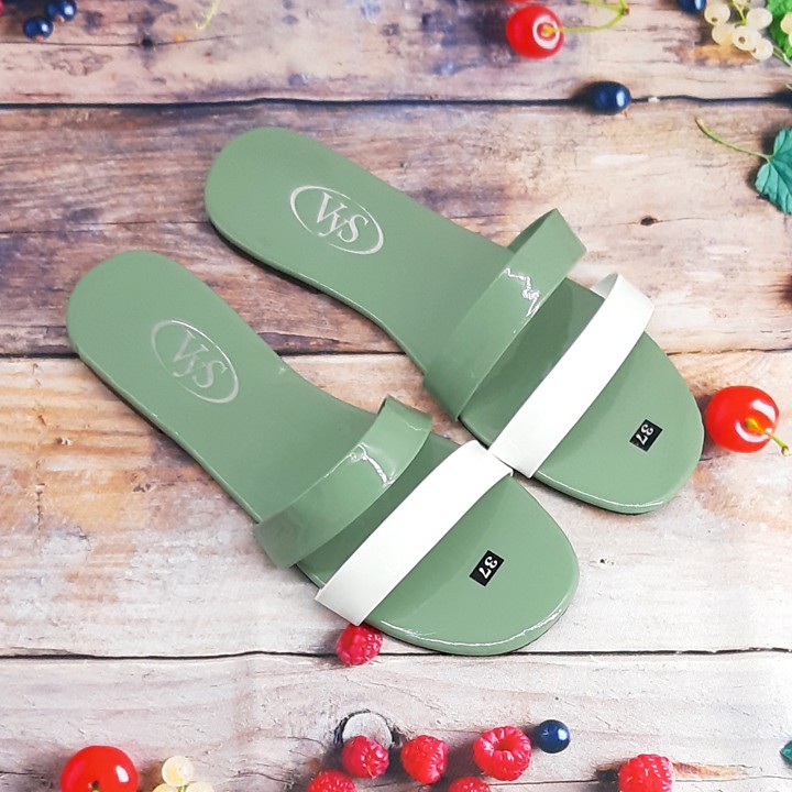 Dép lê bệt nữ 2 quai ngang phối 2 màu đơn giản thoáng mát xinh xắn thời trang VYS TA3831 (Nhiều màu)