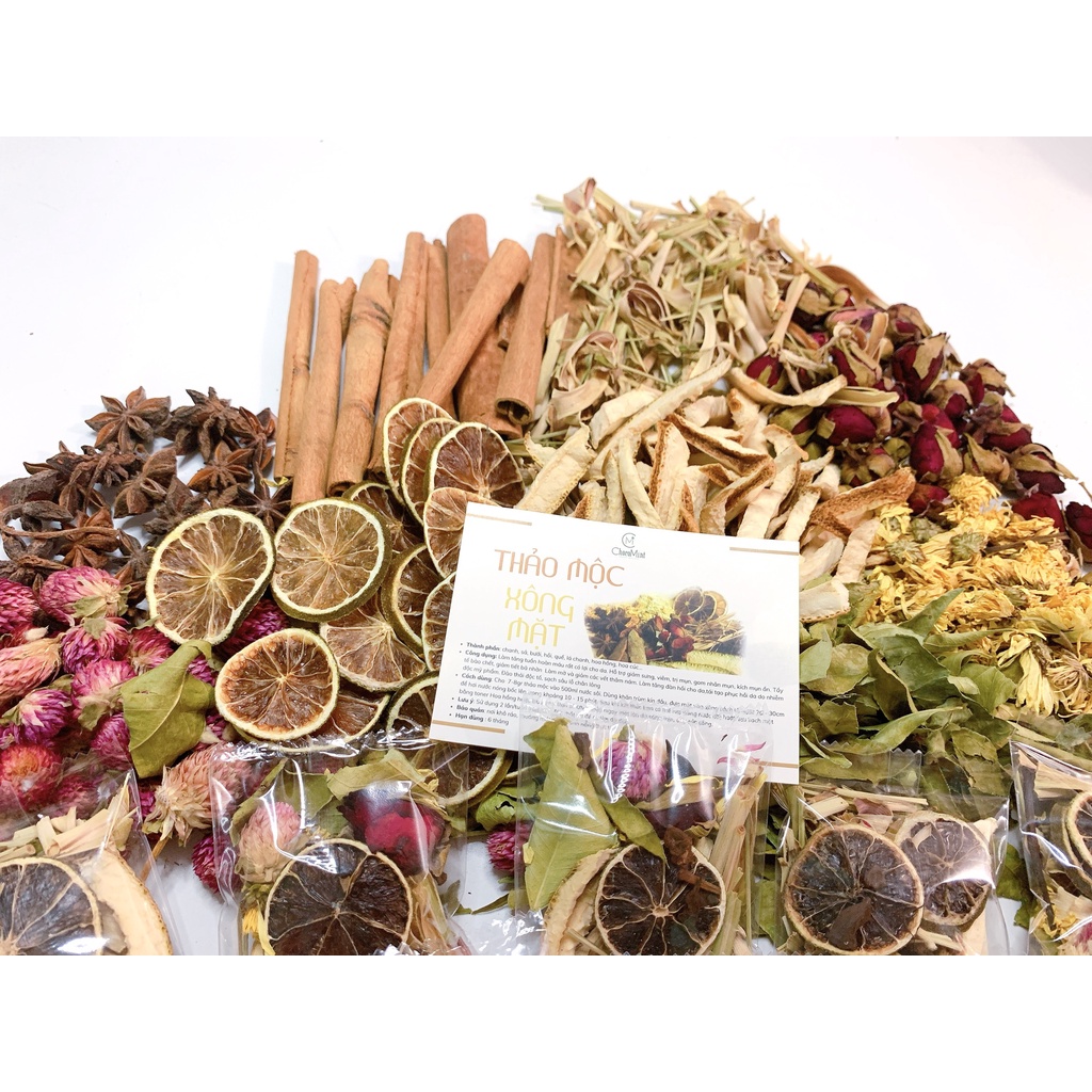 Set 8 gói xông mặt thảo mộc thải độc, làm sạch da, ngăn ngừa mụn handmade