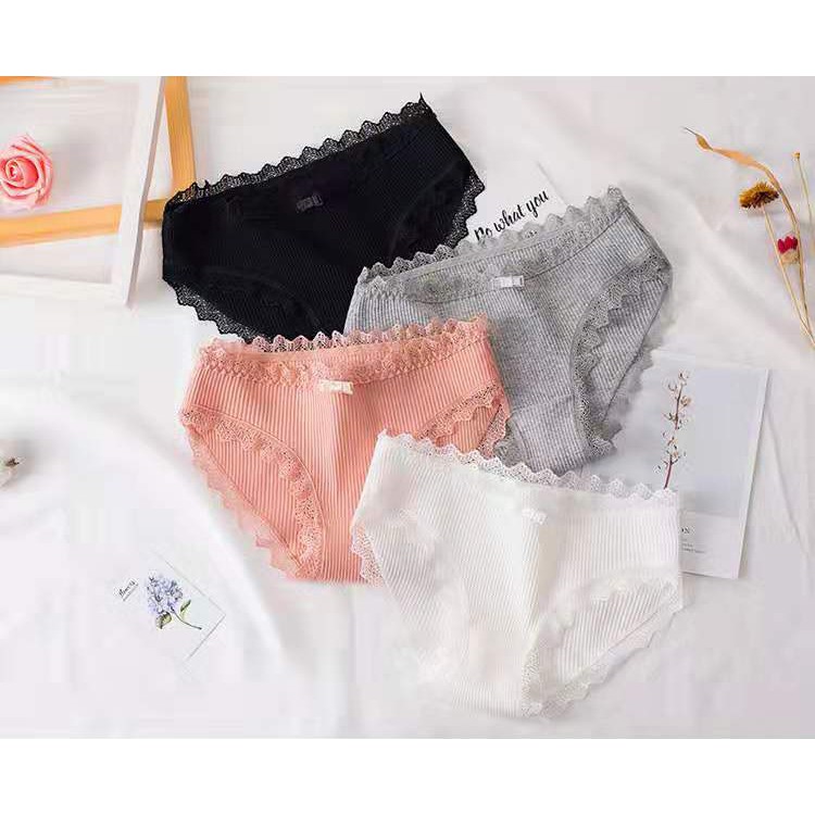 [ĐƯỢC CHỌN 9 MÀU] Quần chip lót nữ kháng khuẩn cotton gân tăm nơ ren thun lạnh dễ thương sexy gợi cảm rẻ đẹp YLY02