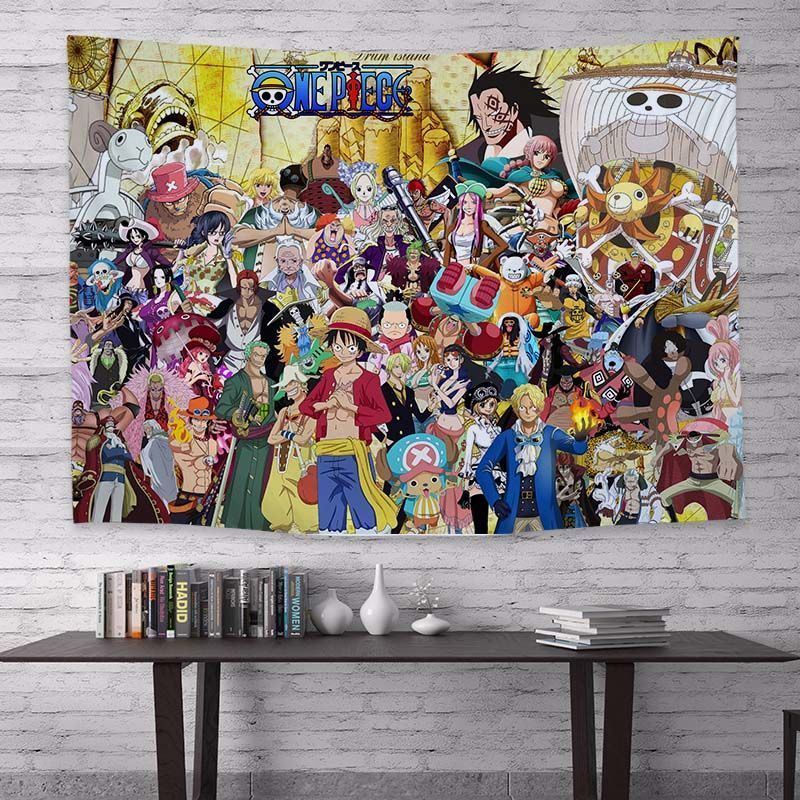 Phim hoạt hình Nhật Bản One Piece Luffy Nền Vải in Treo Trang trí Phòng ngủ Ký túc xá Ảnh Tường Che Tấm thảm Tấm thảm Những gì bạn thấy là những gì bạn nhận được